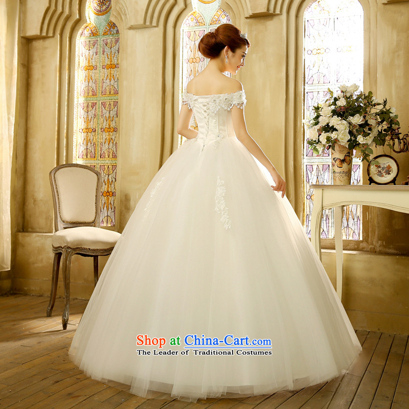 Wedding dresses new Korean brides white 2015 word retro shoulder to align the princess wedding White M Yue the married arts , , , shopping on the Internet