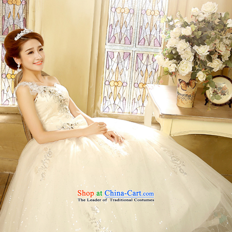 Wedding dresses new 2015 Korean brides to align the princess shoulder strap white water drilling strap white M