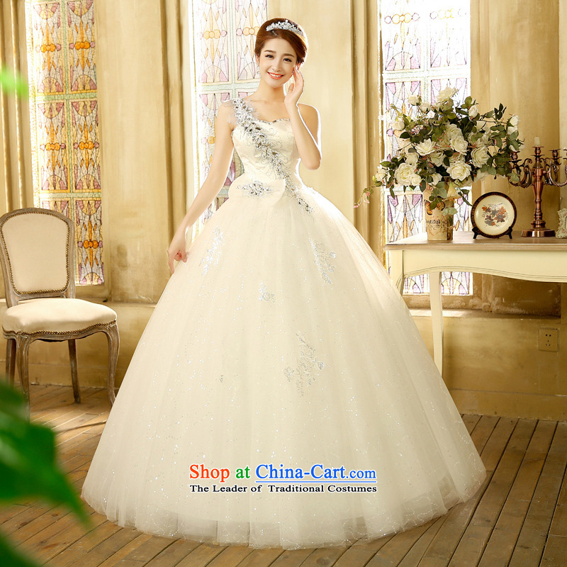 Wedding dresses new 2015 Korean brides to align the princess shoulder strap white water drilling strap white M Yue the married arts , , , shopping on the Internet