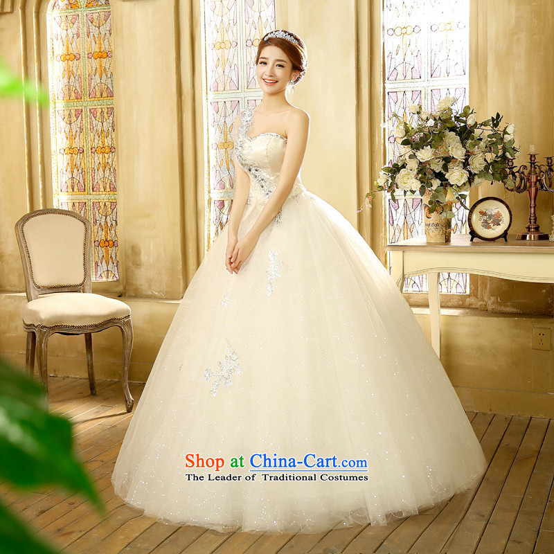 Wedding dresses new 2015 Korean brides to align the princess shoulder strap white water drilling strap white M Yue the married arts , , , shopping on the Internet