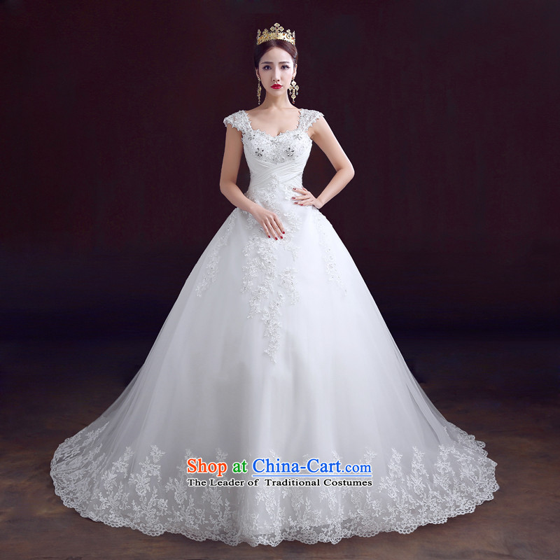 The dumping of the wedding dress wedding dresses Summer 2015 new wedding shoulders to align the wedding to erase the word chest shoulder tail wedding Korean version of large numbers of Sau San video thin marriage wedding trailingM