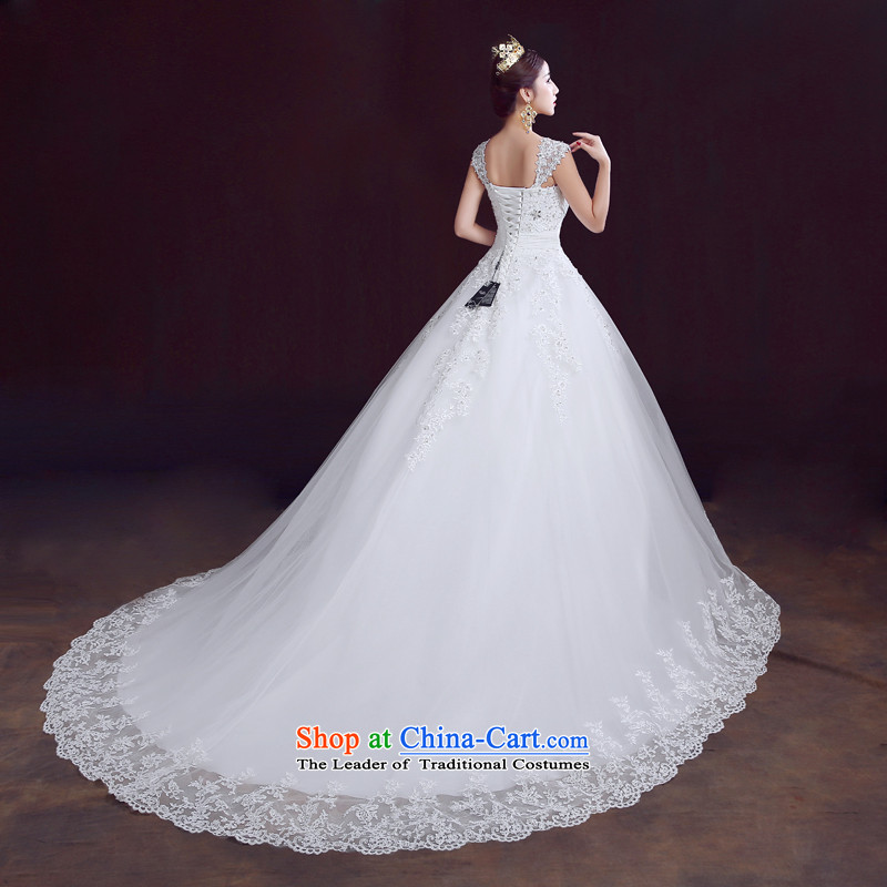 The dumping of the wedding dress wedding dresses Summer 2015 new wedding shoulders to align the wedding to erase the word chest shoulder tail wedding Korean version of large numbers of Sau San video thin marriage wedding tail, M, soothe the wedding dress