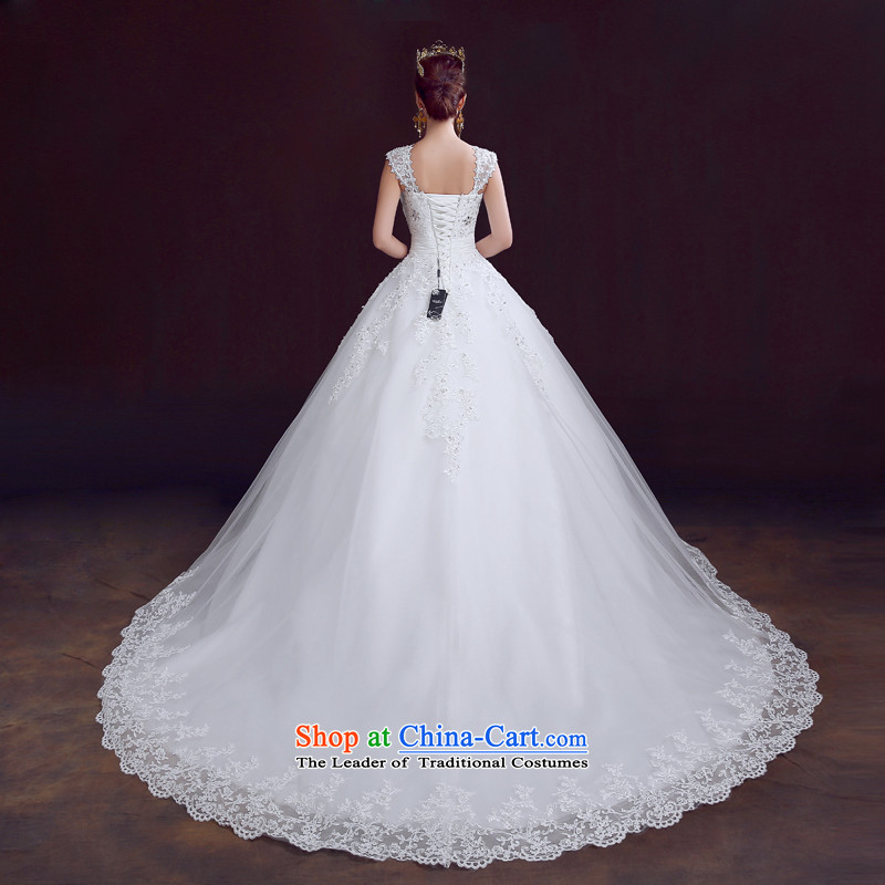 The dumping of the wedding dress wedding dresses Summer 2015 new wedding shoulders to align the wedding to erase the word chest shoulder tail wedding Korean version of large numbers of Sau San video thin marriage wedding tail, M, soothe the wedding dress