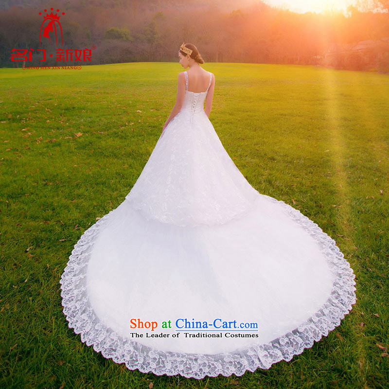 Name the new bride Mun 2015 Korean Princess Deluxe wedding dresses lace a field shoulder engraving design 874 trailingM