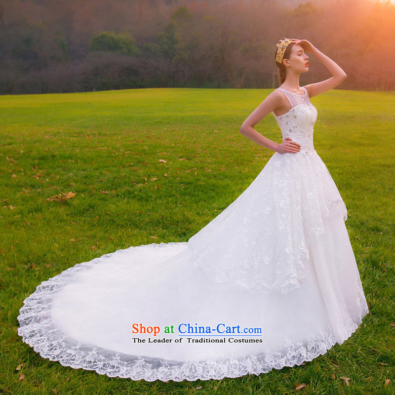Name the new bride Mun 2015 Korean Princess Deluxe wedding dresses lace a field shoulder engraving design 874 tail, M, a bride shopping on the Internet has been pressed.