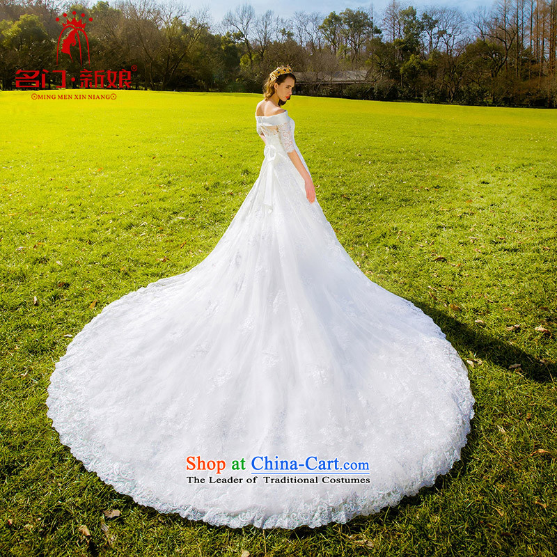 A new bride 2015 lace tail wedding video word thin shoulder higher waist wedding A564 M