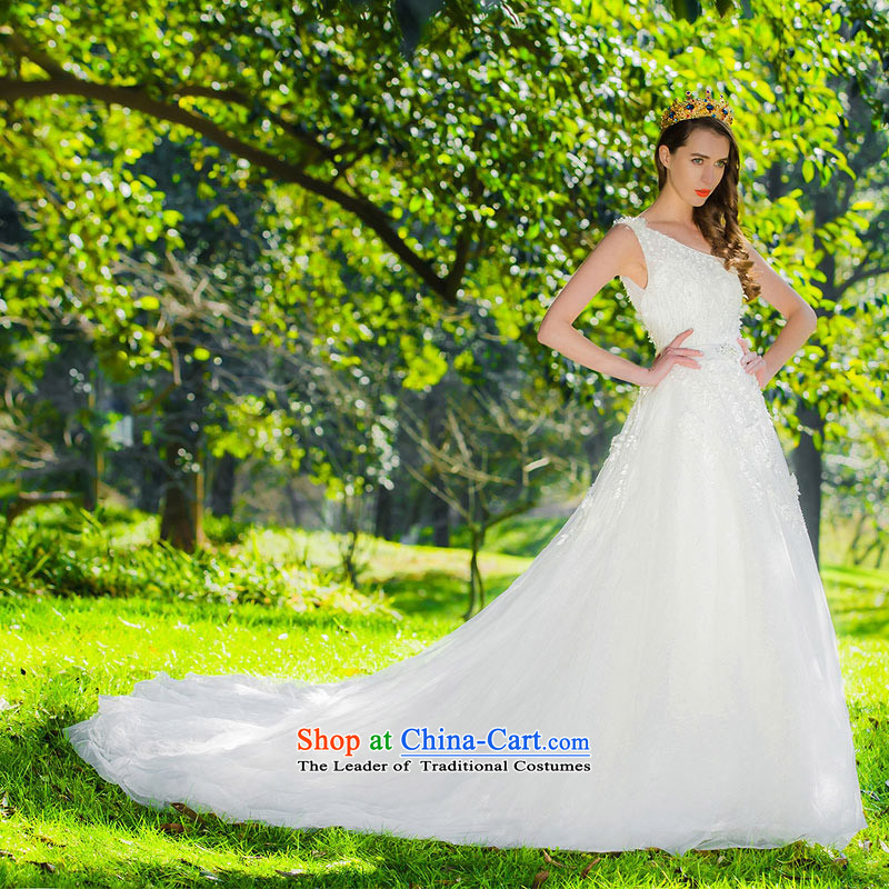 A new 2015 bride shoulder wedding manually stereo lace decorated fabrics tail wedding 538 L, a bride shopping on the Internet has been pressed.