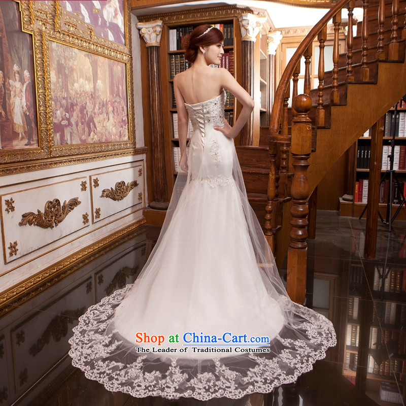 Yong-yeon and Korean brides marriage crowsfoot long drag Sau San Mei wedding dresses 2015 new lace wipe his chest retro small crowsfoot white made no refunds or exchanges, Yong Size Yim Close shopping on the Internet has been pressed.