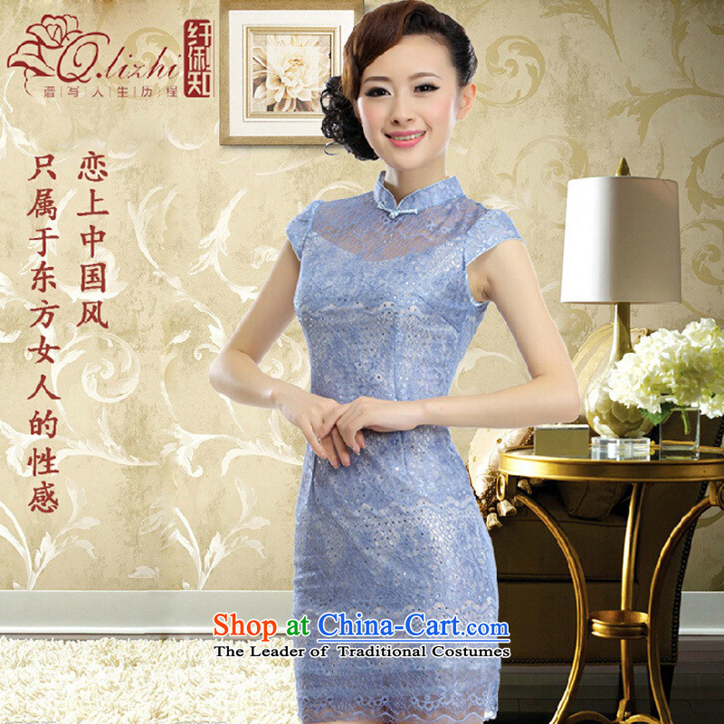 The former Yugoslavia Li aware of spring and summer 2015 new retro improved fashionable upper lace cheongsam dress skirts and sexy QLZ15Q6008 pink XXL, Yugoslavia (Q.LIZHI Li shopping on the Internet has been pressed.)