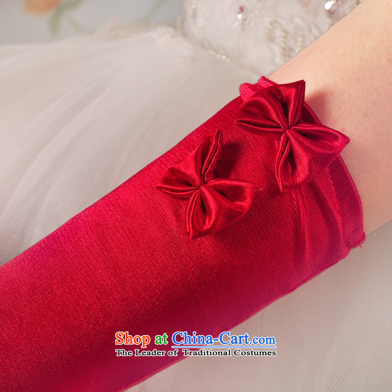 The privilege of serving-leung wedding dresses bride bow tie gloves beautiful marriages long red and white gloves, serving a red-leung , , , shopping on the Internet