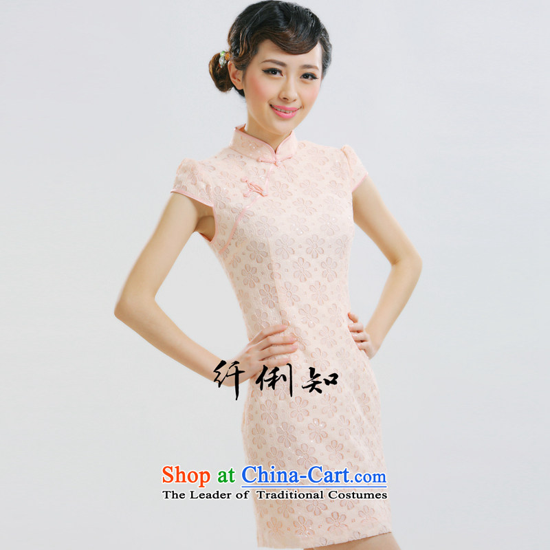 The former Yugoslavia Li aware of spring and summer 2015 New Stylish retro small dress improved lace Chinese style qipao QLZ15Q6012 Sau San high collar black S slim li (Q.LIZHI shopping on the Internet has been pressed.)