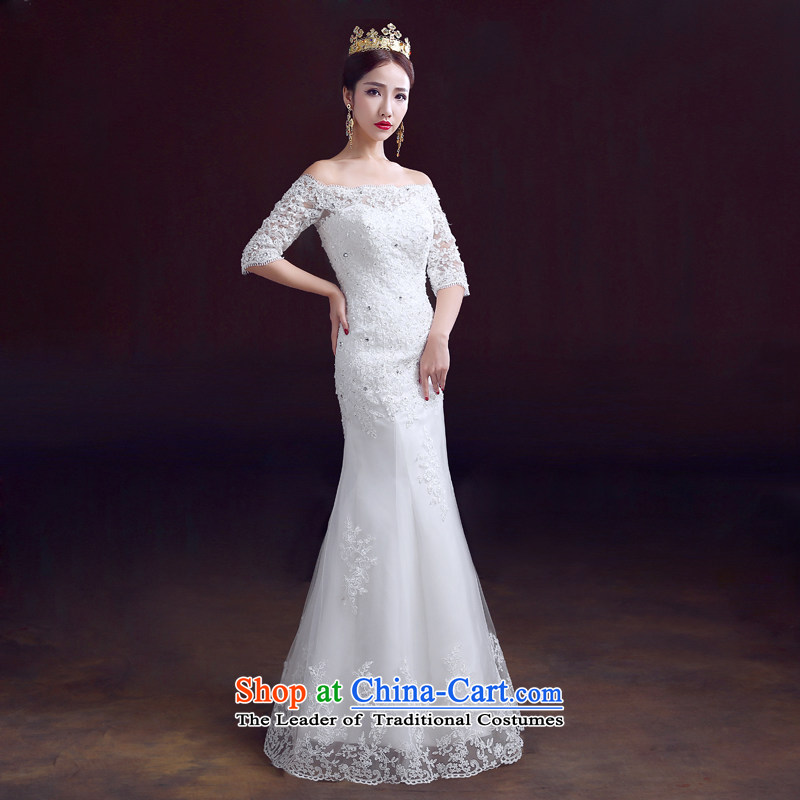 The dumping of the wedding dress wedding dress 2015 new autumn and winter field shoulder crowsfoot wedding packages to align and integrate with the marriage crowsfoot Sau San wedding booking Pearl White S, dumping of wedding dress shopping on the Internet