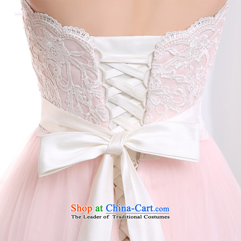 Custom Wedding - dressilyme lace anointed chest pink version A sweet wedding band small tail Sau San Bow Tie waistband bridal dresses ivory - no spot 25 day shipping XL,DRESSILY OCCASIONS ME WEAR ON-LINE,,, shopping on the Internet