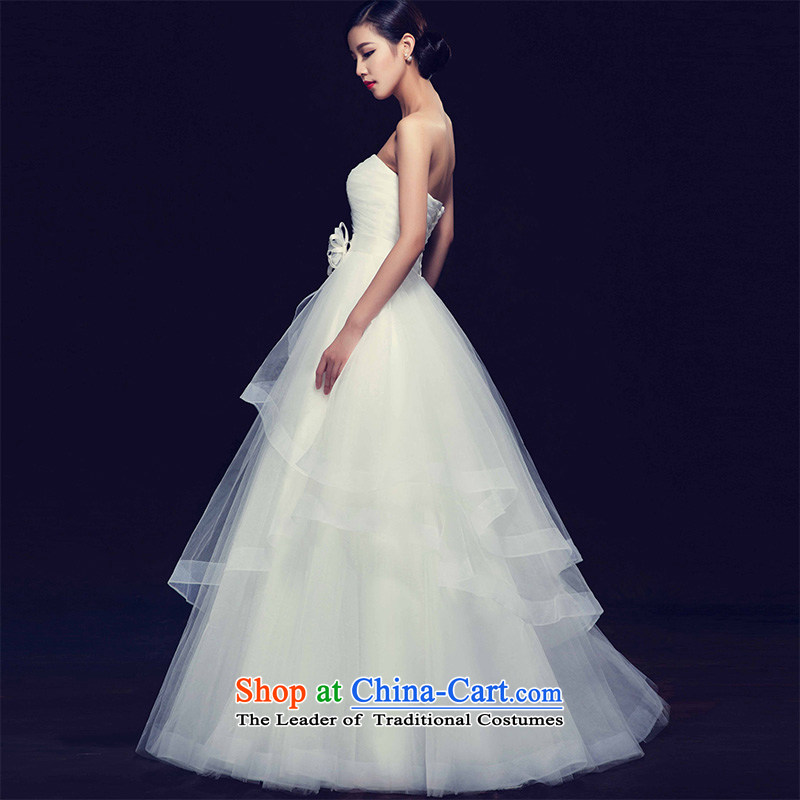The new 2015 Luang slotted shoulder wedding dress is simple and stylish ultra small trailing anointed chest spring and summer wedding align bride) to add, A L code Yi 144cm in Luang shopping on the Internet has been pressed.
