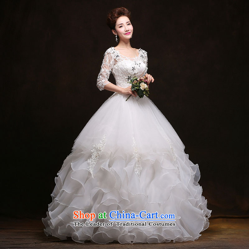 The feelings of Chinese New Year 2015 yarn wedding dresses and stylish Korean word to align the shoulder larger Fat MM video thin wedding spring and summer in classic style white to cuff size does not accept the return of the Qing Hua yarn , , , shopping
