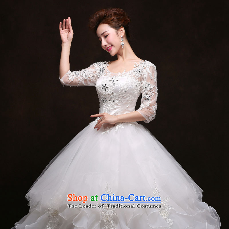 The feelings of Chinese New Year 2015 yarn wedding dresses and stylish Korean word to align the shoulder larger Fat MM video thin wedding spring and summer in classic style white to cuff size does not accept the return of the Qing Hua yarn , , , shopping