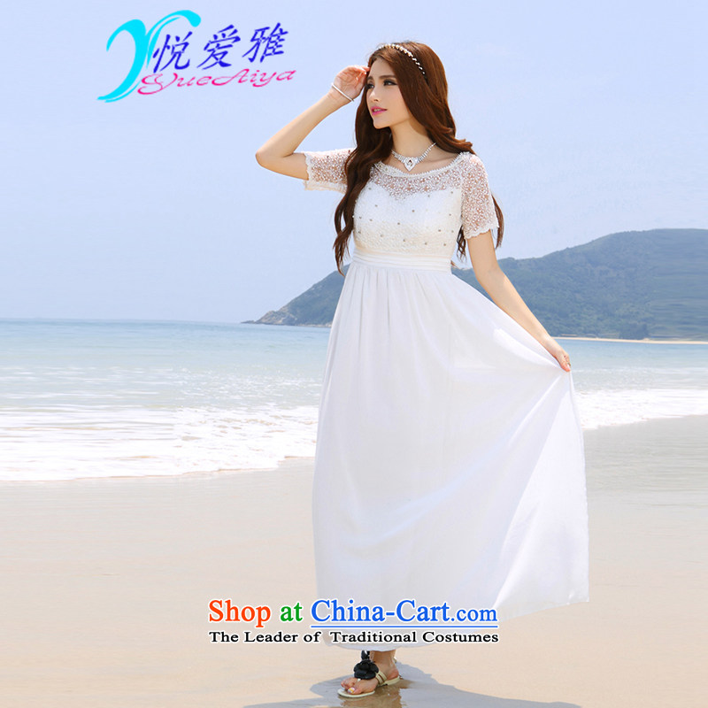 The Hyatt Regency love ya 2015 Summer Wedding dress beach nail pearl diamond dress long skirt DR90022 WhiteXL