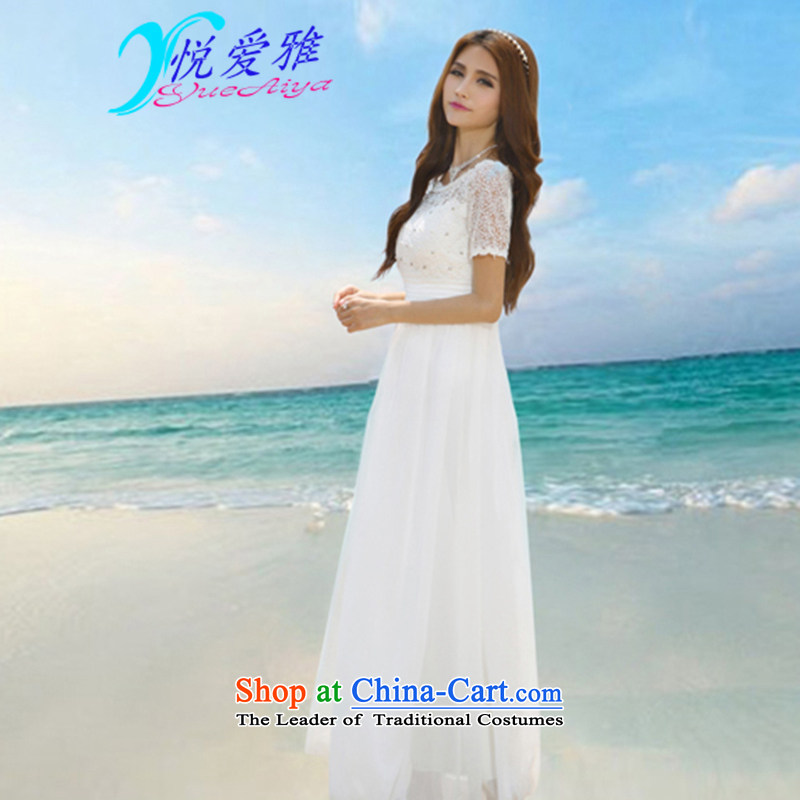 The Hyatt Regency love ya 2015 Summer Wedding dress beach nail pearl diamond dress long skirt DR90022 White XL, Yue Love Nga , , , shopping on the Internet