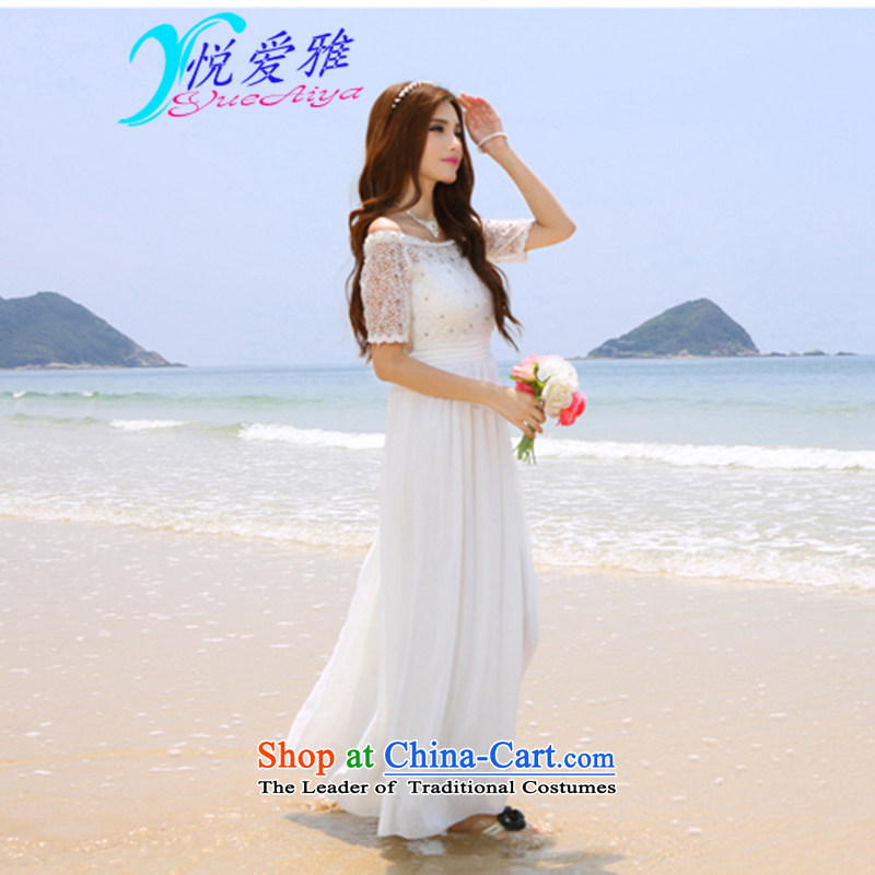 The Hyatt Regency love ya 2015 Summer Wedding dress beach nail pearl diamond dress long skirt DR90022 White XL, Yue Love Nga , , , shopping on the Internet