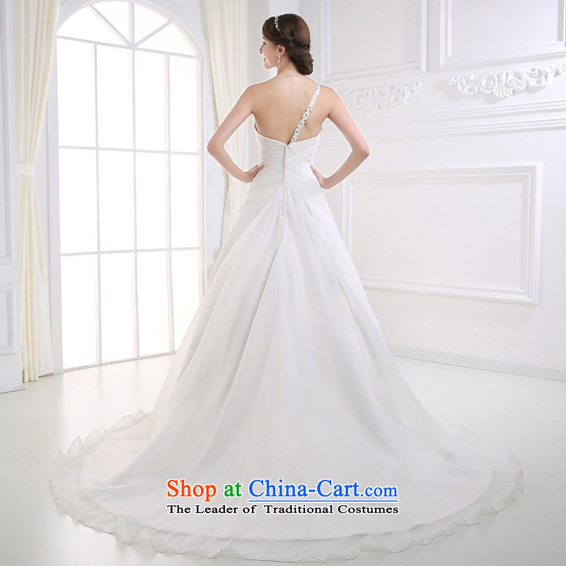 Custom dressilyme wedding fashion shoulder folds by 2015 Low-rise A Wedding nail pearl version pressure hem zipper tail bride wedding White - No spot 25 day shipping XS,DRESSILY OCCASIONS ME WEAR ON-LINE,,, shopping on the Internet