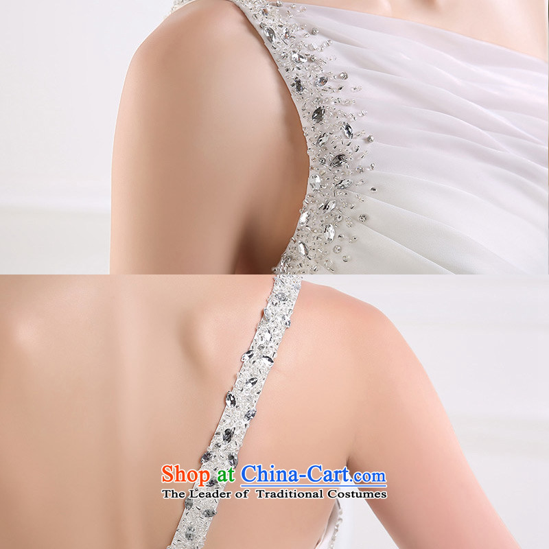 Custom dressilyme wedding fashion shoulder folds by 2015 Low-rise A Wedding nail pearl version pressure hem zipper tail bride wedding White - No spot 25 day shipping XS,DRESSILY OCCASIONS ME WEAR ON-LINE,,, shopping on the Internet