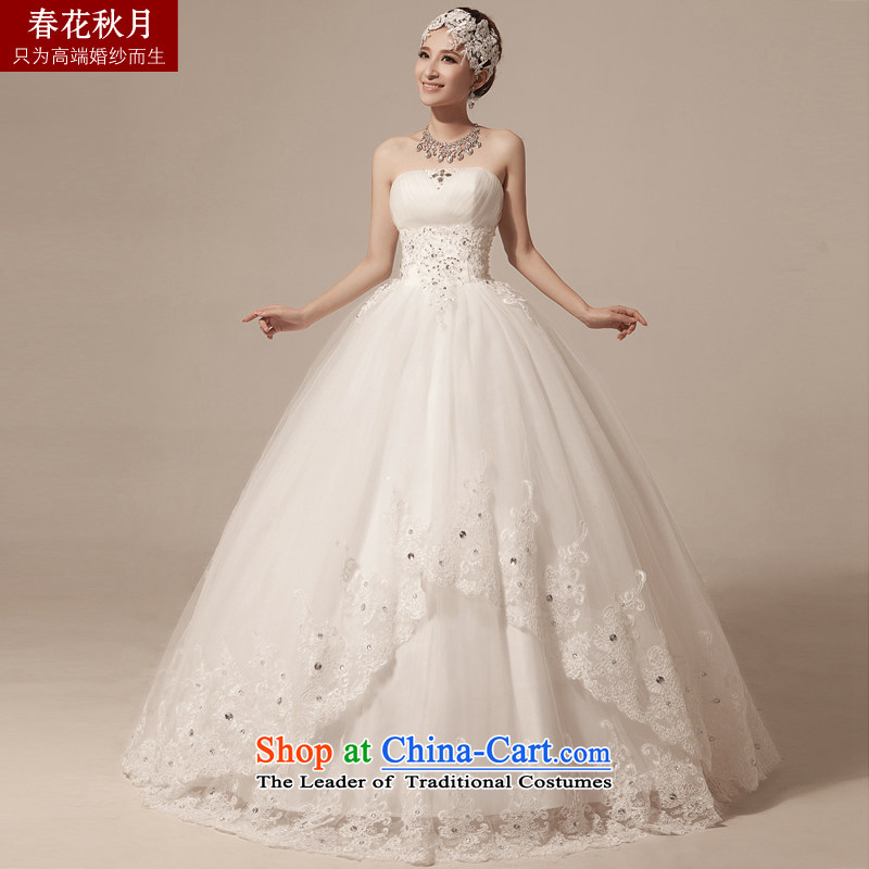 The bride wedding dresses Korean version of the new spring and summer 2015 Stylish retro large white bride alignment with chest strap white S