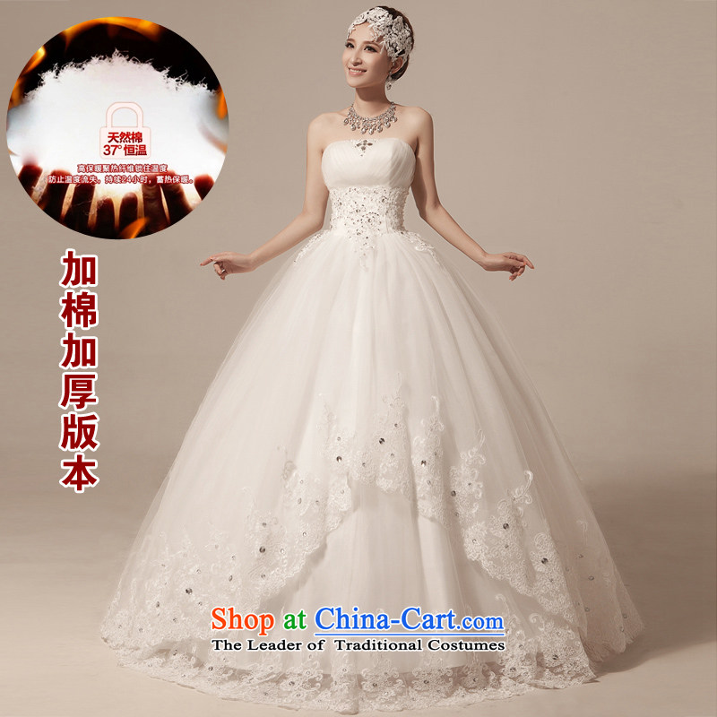 The bride wedding dresses Korean version of the new spring and summer 2015 Stylish retro large white bride alignment with chest strap white S, Blooming crazy (chunhuaqiuyue) , , , shopping on the Internet