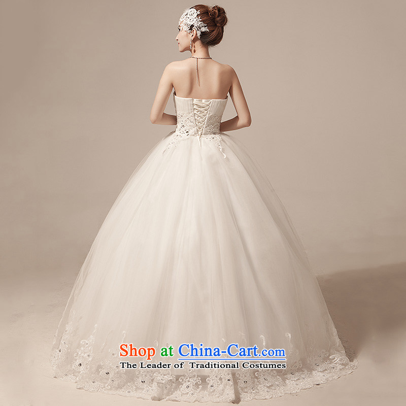 The bride wedding dresses Korean version of the new spring and summer 2015 Stylish retro large white bride alignment with chest strap white S, Blooming crazy (chunhuaqiuyue) , , , shopping on the Internet
