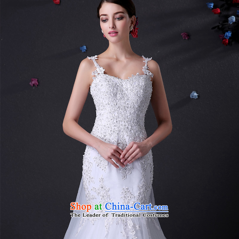 Custom dressilyme wedding by 2015 lace strap diamond crowsfoot fluoroscopy Korea wedding dress tail zipper bride dress White - No spot 25 day shipping XXS,DRESSILY OCCASIONS ME WEAR ON-LINE,,, shopping on the Internet