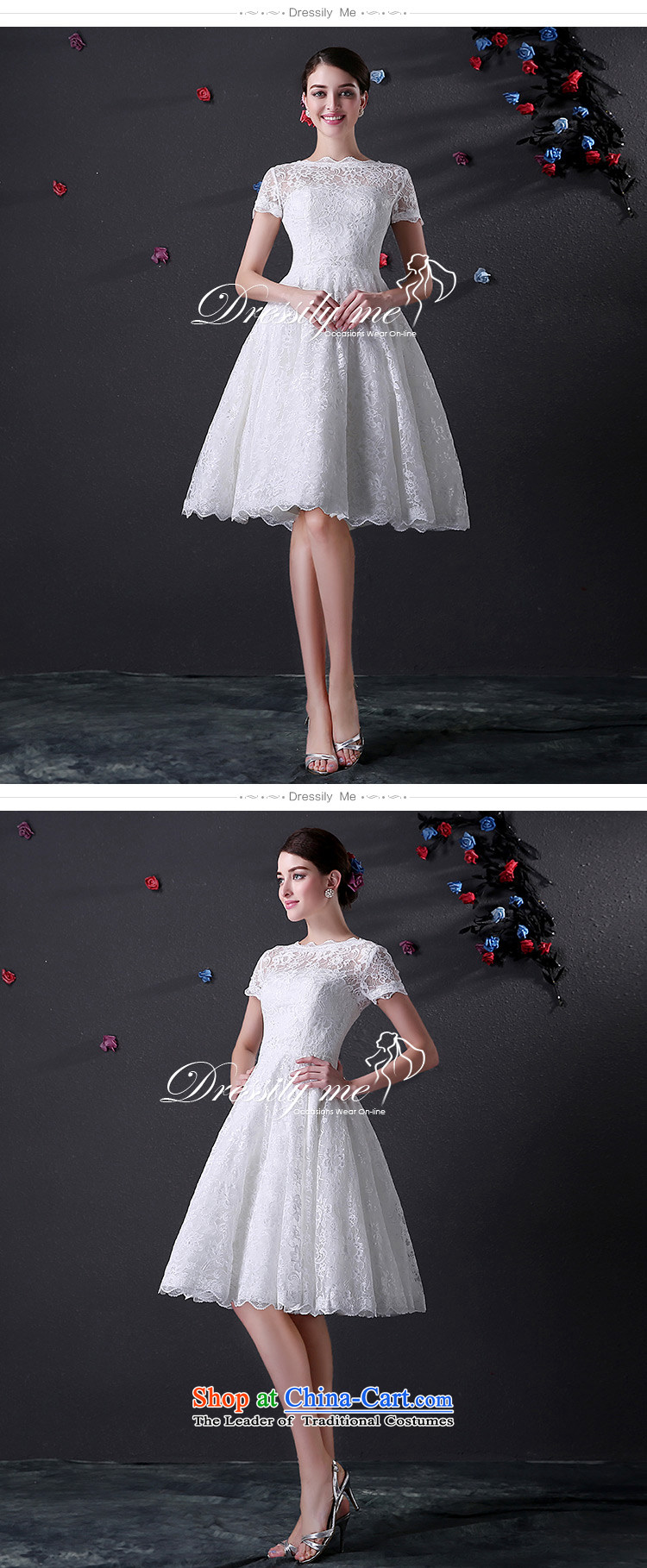 Custom dressilyme wedding word by 2015 collar short-sleeve lace short of wedding services V back bows lace bridal dresses zipper White - No spot 25 day shipping XXL picture, prices, brand platters! The elections are supplied in the national character of distribution, so action, buy now enjoy more preferential! As soon as possible.