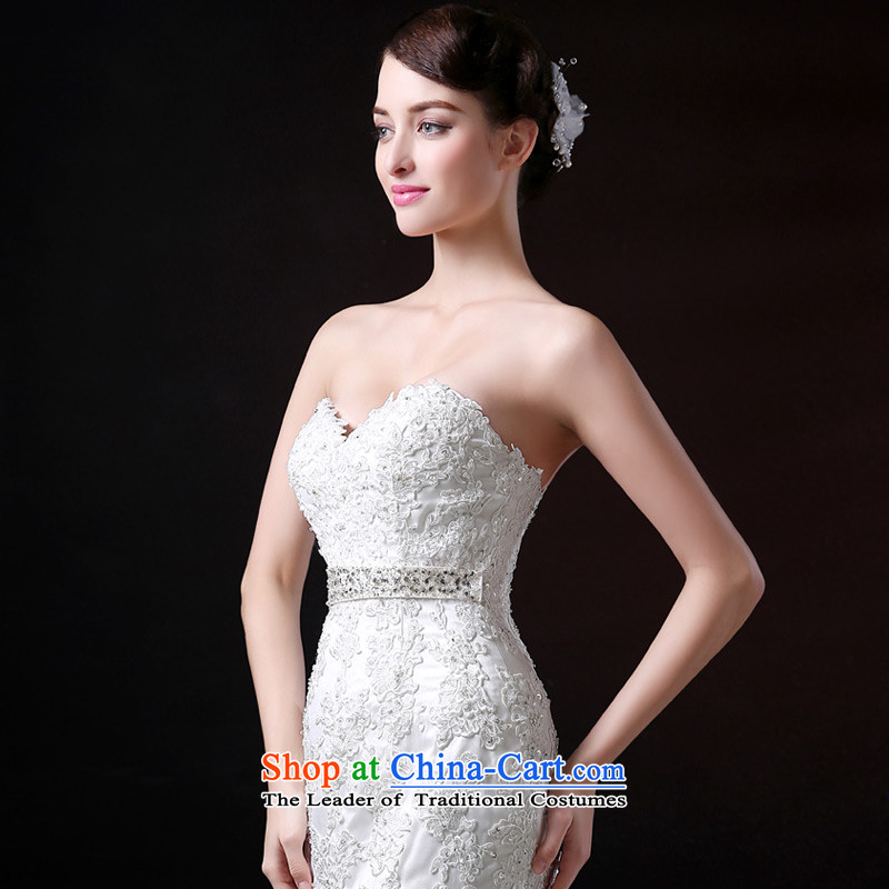 Custom dressilyme wedding by 2015 new anointed chest diamond lace crowsfoot Korean wedding dress lace large tail bride wedding dress White - No spot 25 day shipping XXL,DRESSILY OCCASIONS ME WEAR ON-LINE,,, shopping on the Internet