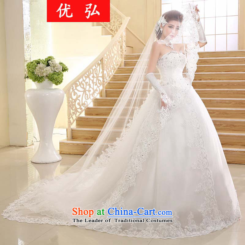 Optimize the  New Korea 2015 Hong-version of the long tail and chest lace tail wedding hs001 L