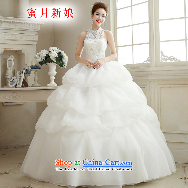  The spring of 2015, the female bride honeymoon video thin retro lace pearl collar align wedding packages to shoulder wedding white S