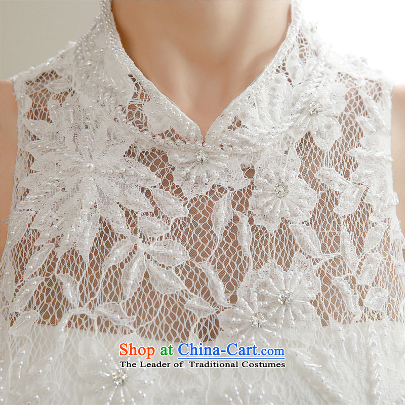  The spring of 2015, the female bride honeymoon video thin retro lace pearl collar align wedding packages to shoulder wedding white S honeymoon bride shopping on the Internet has been pressed.