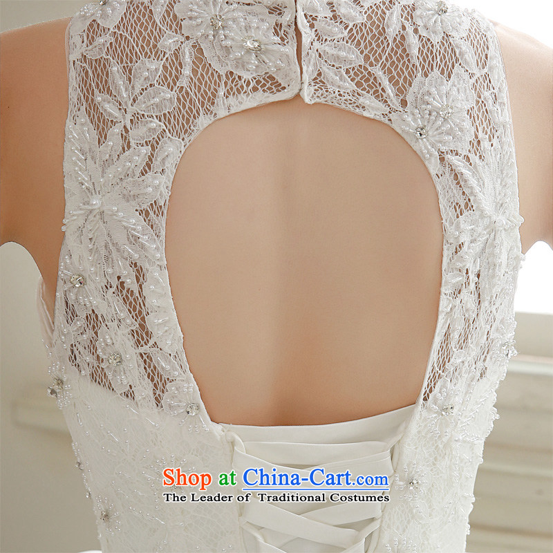  The spring of 2015, the female bride honeymoon video thin retro lace pearl collar align wedding packages to shoulder wedding white S honeymoon bride shopping on the Internet has been pressed.