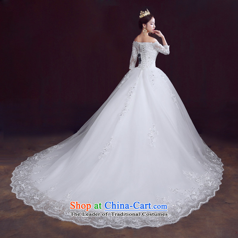 The dumping of the wedding dress wedding dress 2015 new word winter shoulder bridal dresses cuff large tail of marriage to align the wedding of the dumping of wedding gown XS, , , , shopping on the Internet