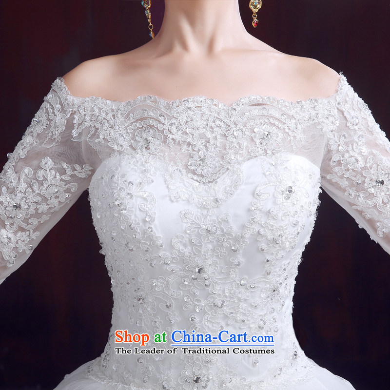 The dumping of the wedding dress wedding dress 2015 new word winter shoulder bridal dresses cuff large tail of marriage to align the wedding of the dumping of wedding gown XS, , , , shopping on the Internet
