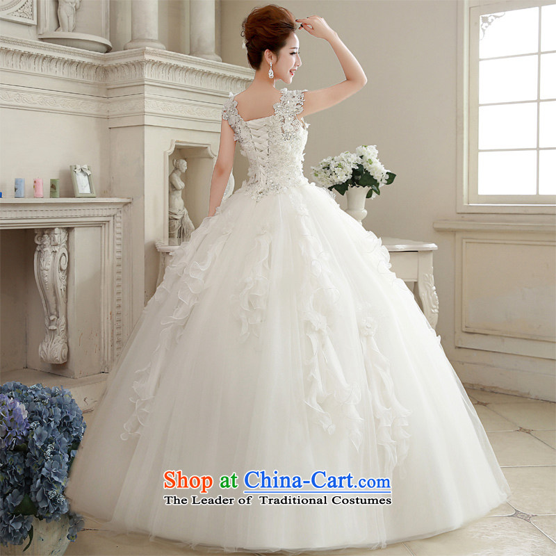  The spring of 2015, the bride honeymoon new female Korean version thin shoulders lace V-Neck wedding align to diamond wedding White XL, bride honeymoon shopping on the Internet has been pressed.