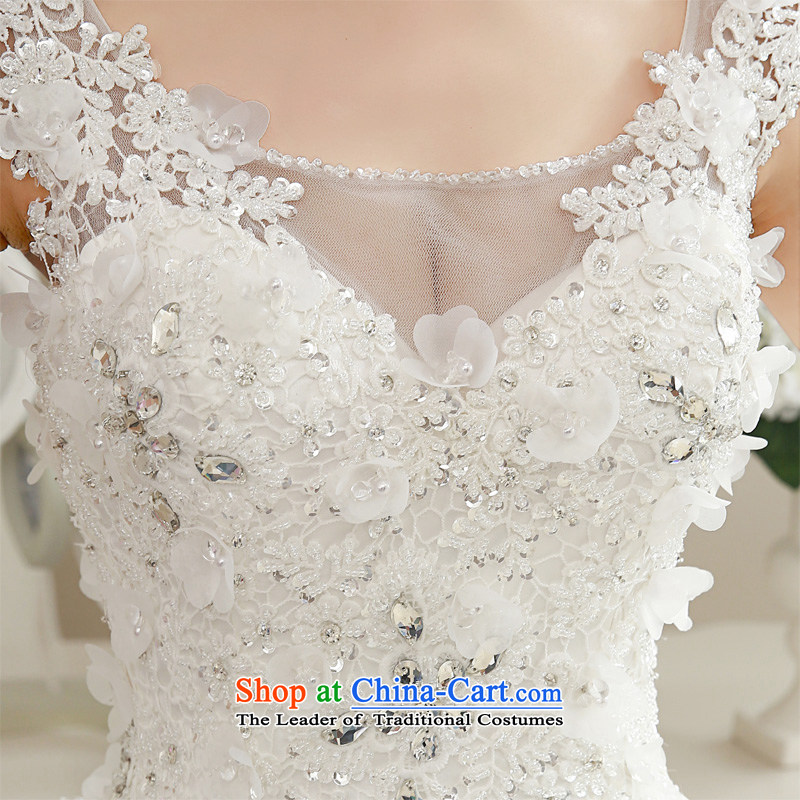  The spring of 2015, the bride honeymoon new female Korean version thin shoulders lace V-Neck wedding align to diamond wedding White XL, bride honeymoon shopping on the Internet has been pressed.