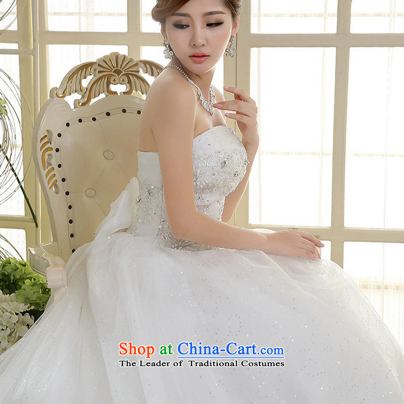 Dr Philip optimize   new stylish 2015 white wedding dress girl brides sumptuous tail hs003 chest, L, Optimized Tissue-hong has been pressed shopping on the Internet