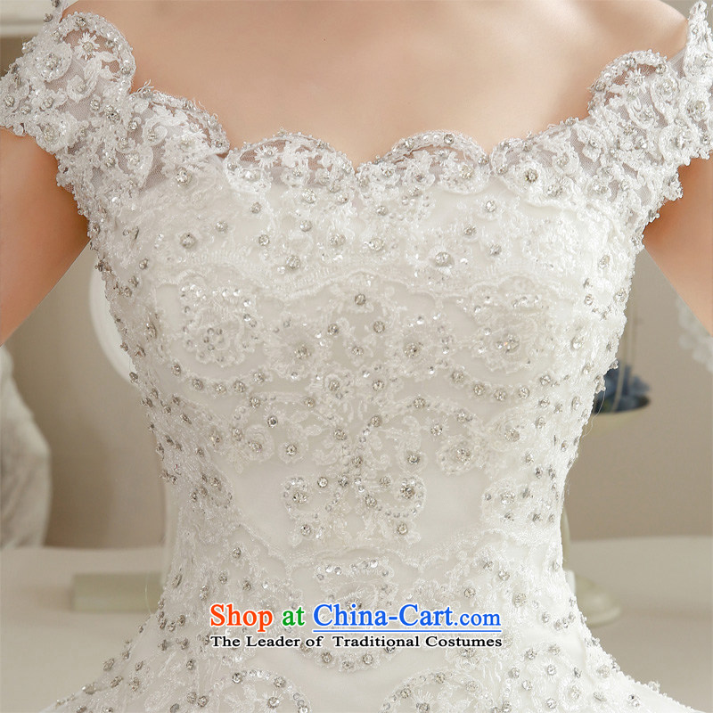  The spring of 2015, the female bride honeymoon Korean lace diamond princess bon bon slotted shoulder wedding dresses to align the white M honeymoon bride shopping on the Internet has been pressed.