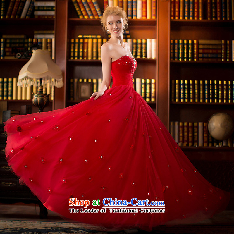 A Bride wedding dresses spring 2015 Red wedding flower bows services 2553 manually red , L, a bride shopping on the Internet has been pressed.