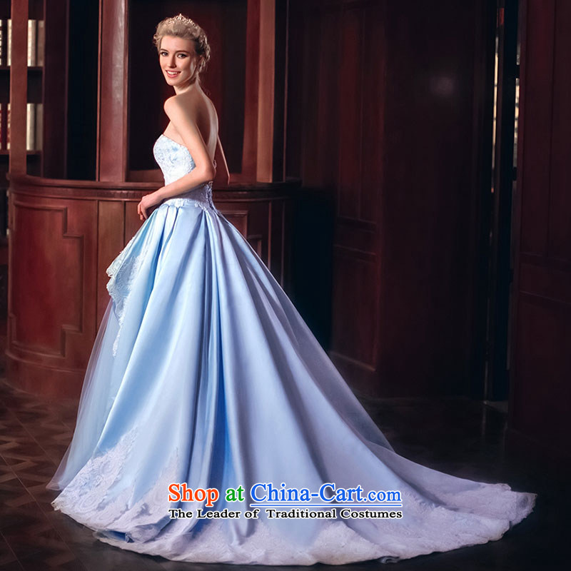 A Bride wedding dresses spring 2015 Cinderella dream wedding blue Tail 3,056 blue , L, a bride shopping on the Internet has been pressed.