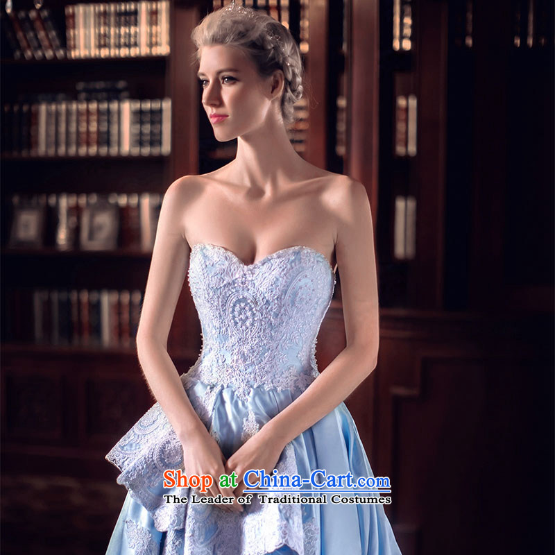 A Bride wedding dresses spring 2015 Cinderella dream wedding blue Tail 3,056 blue , L, a bride shopping on the Internet has been pressed.
