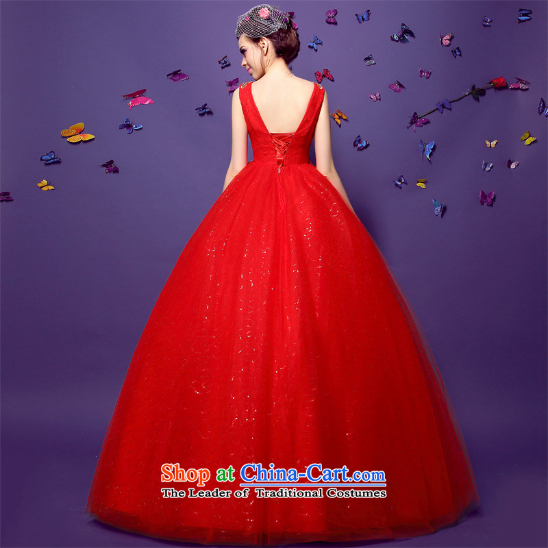  The spring of 2015, the bride honeymoon new female video and sexy thin dark V-Neck diamond pregnant women red wedding dresses to align the red , L, bride honeymoon shopping on the Internet has been pressed.