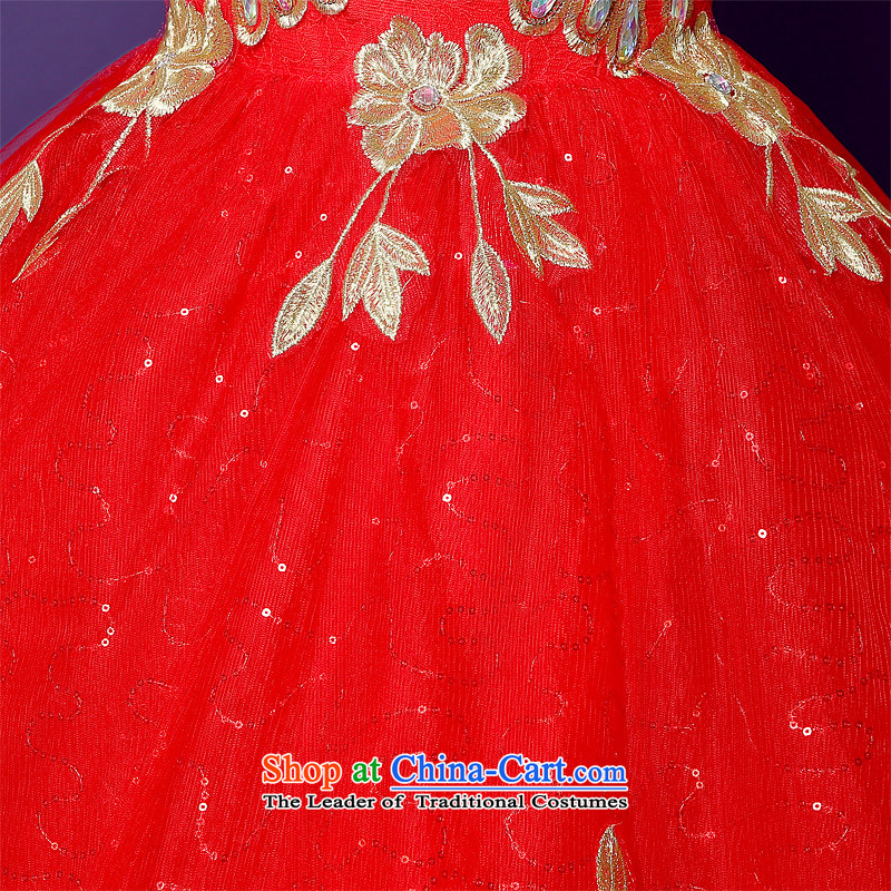  The spring of 2015, the bride honeymoon new female video and sexy thin dark V-Neck diamond pregnant women red wedding dresses to align the red , L, bride honeymoon shopping on the Internet has been pressed.