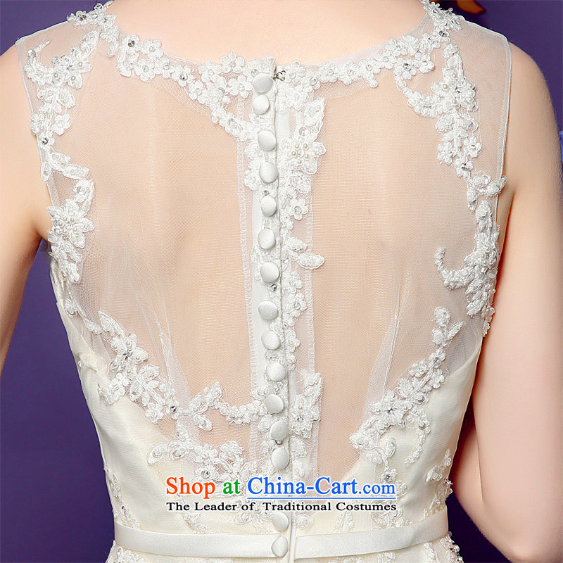 The pre-sale of the five-day honeymoon bride spring 2015 new products female foutune crowsfoot lace sexy fluoroscopy tail wedding White M honeymoon bride shopping on the Internet has been pressed.