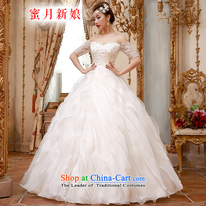  The spring of 2015, the new bride honeymoon products on the field and sexy shoulder V-neck and chest video thin waves to align the Diamond Wedding White M