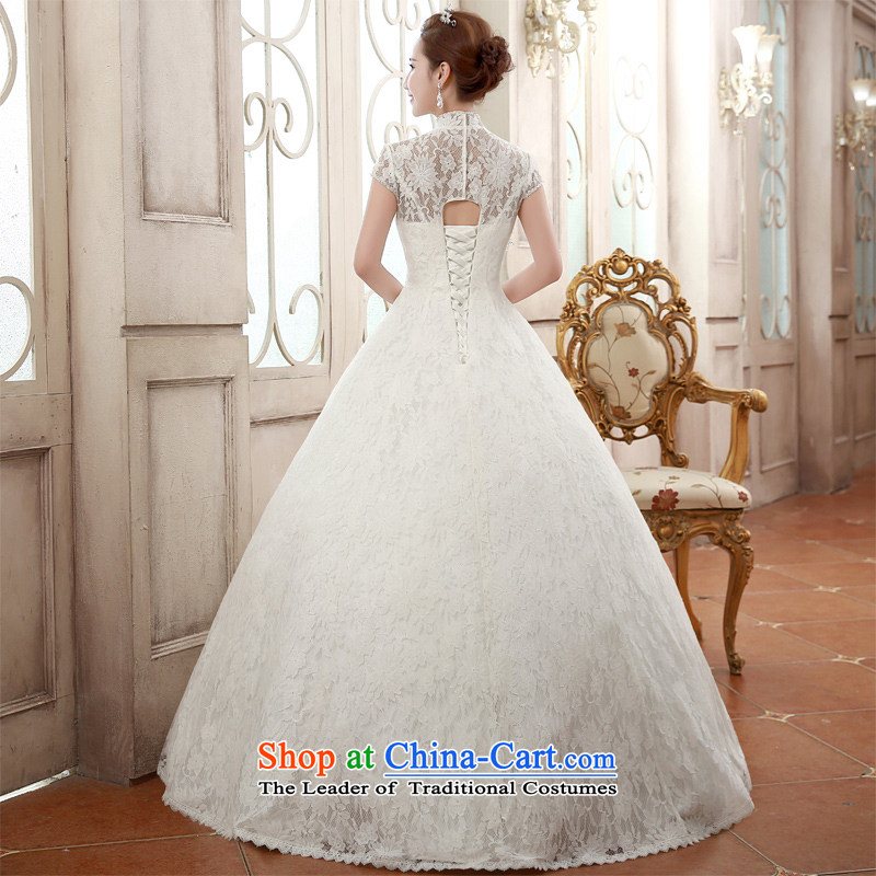  The spring of 2015, the bride honeymoon girls retro collar package shoulder diamond lace alignment marry wedding white L, bride honeymoon shopping on the Internet has been pressed.