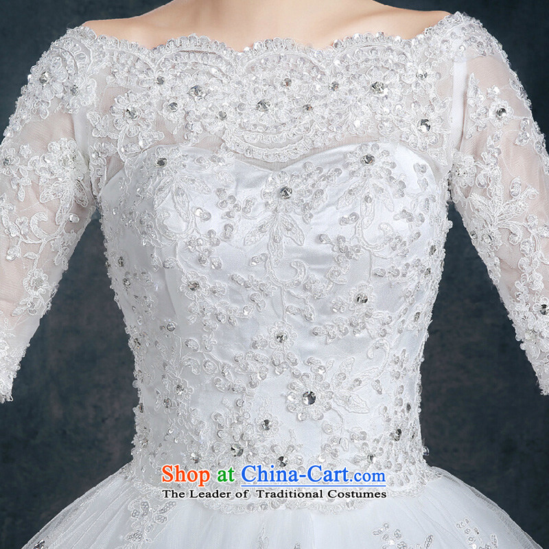 2015 new stylish shoulder the word wedding autumn and winter won with minimalist in cuff large Sau San bride wedding dresses white color is Mona Lisa, L, the , , , shopping on the Internet